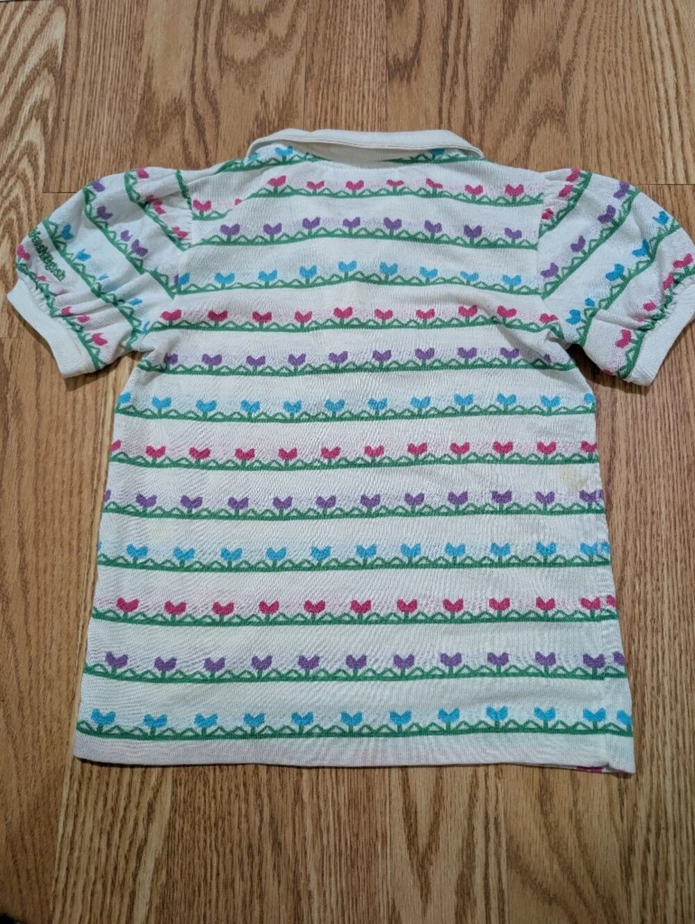 Vintage OshKosh B'gosh Girl Polo shirt Geometric Hearts USA 6